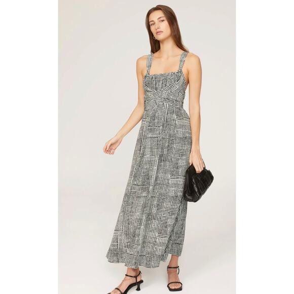 Proenza Schouler White Label Flou Wrap Dress Green Black Check 0